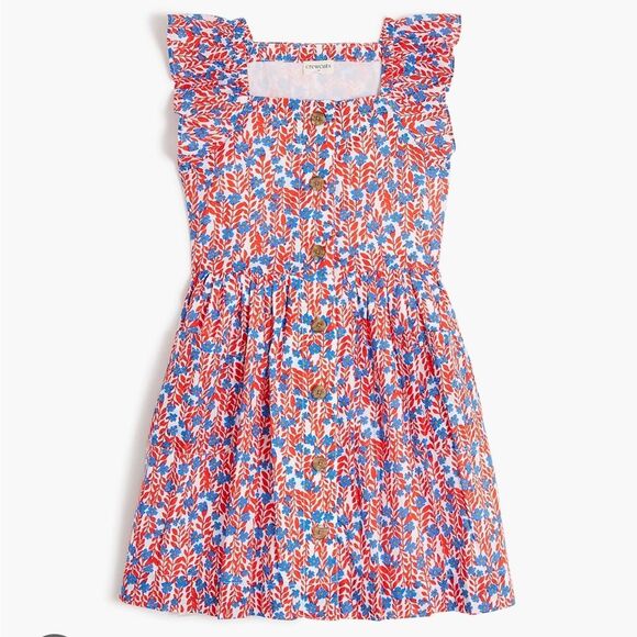 Crewcuts Red and Blue Floral Kids Dress. Size 7 - Picture 1 of 9